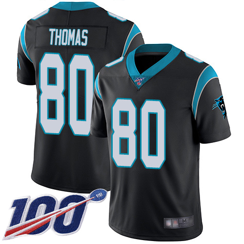 Carolina Panthers Limited Black Youth Ian Thomas Home Jersey NFL Football #80 100th Season Vapor Untouchable->women nfl jersey->Women Jersey